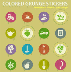 Agricultural production colored grunge icons