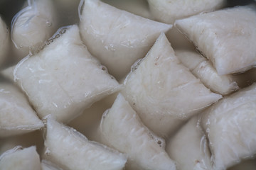 Fototapeta na wymiar Instant ketupat or cake rice,packet rice dumpling boiled in water