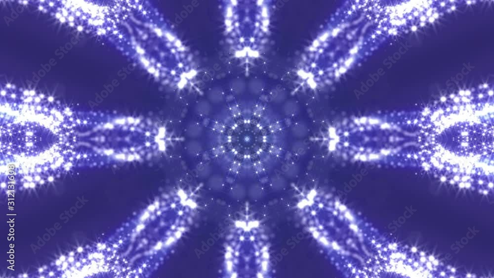 Poster purple moving kaleidoscope pattern. abstract animated background. 3d render