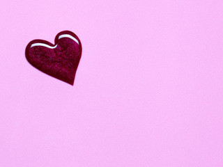 Naklejka na ściany i meble Blot of purple nail polish shaped heart isolated on pink