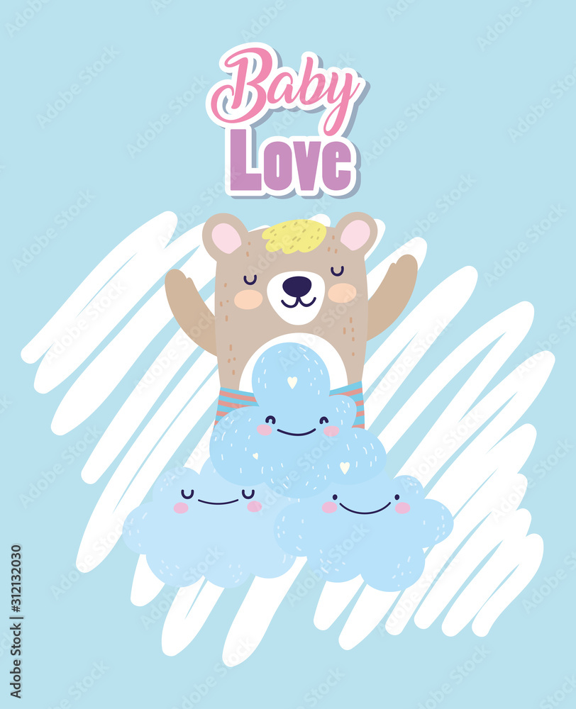 Canvas Prints baby shower cute bear clouds heart love decoration cartoon