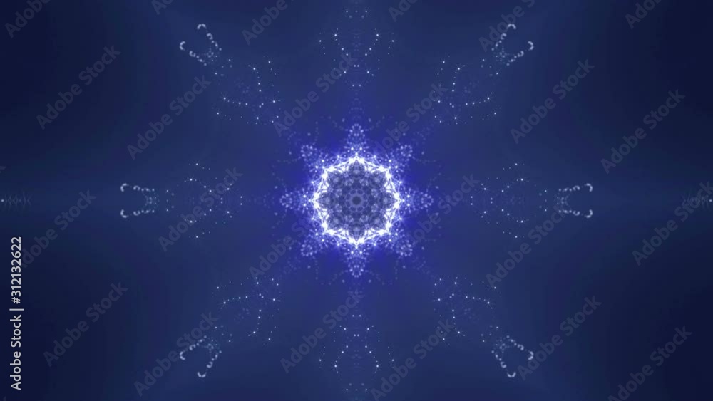 Poster purple moving kaleidoscope pattern. abstract animated background. 3d render