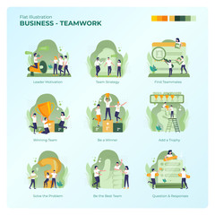 Fototapeta premium Collection of vector design illustrations with teamwork concept for business graphic resources
