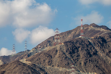 power lines in the mountains