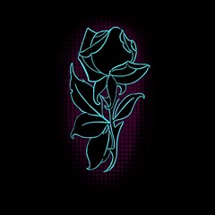 rose neon illustration electro