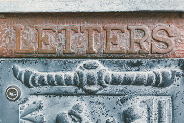 Letters antique vintage iron mailbox background texture