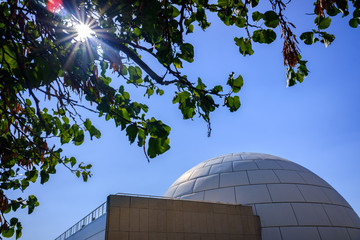 Exterior of the planetarium dome seen from outside, where science is studied.
