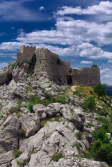 Fototapeta na wymiar Starigrad Fortress Fortica above Omis Town Croatia from
