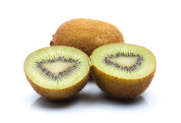 Green Kiwi fruit on white background