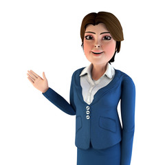 business woman guides you -3D illustration character