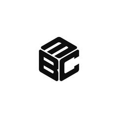 MBC triple cubic alphabet letter vector geometric font icon & Logo design for your company.
