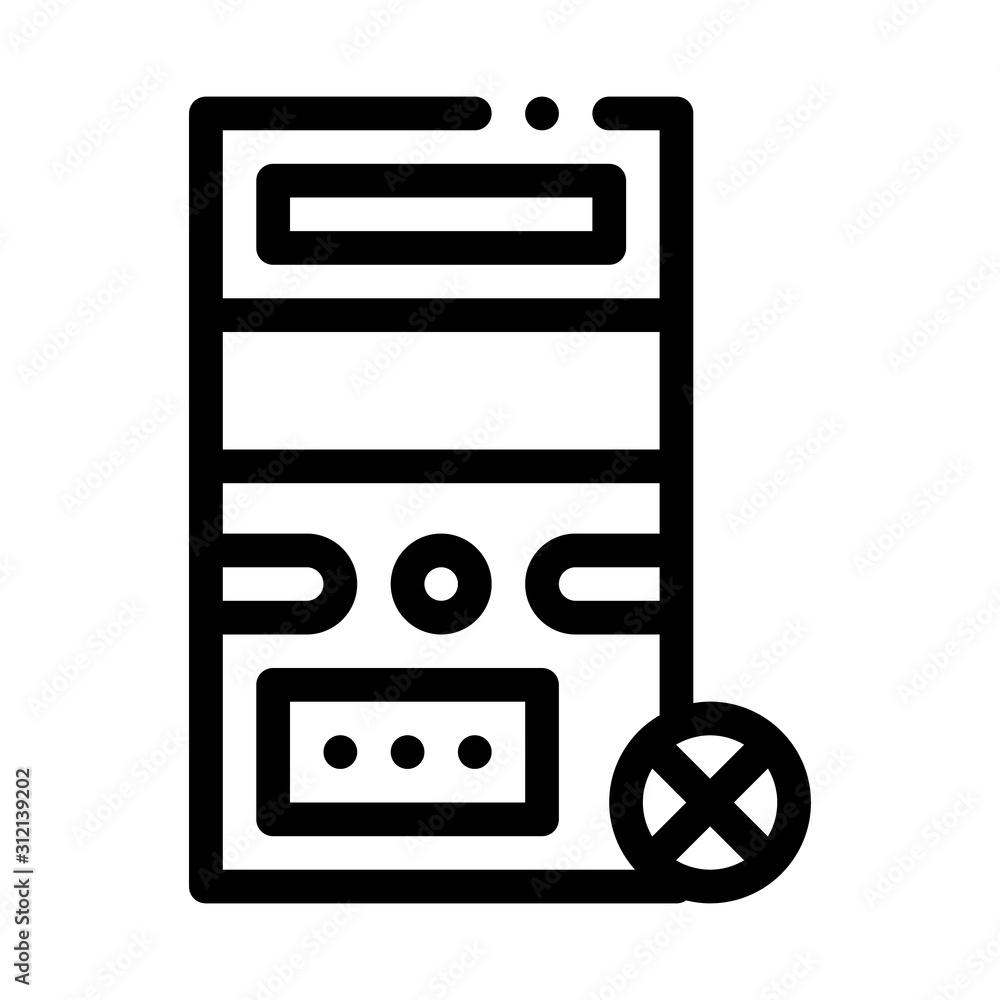 Poster broken computer icon vector. outline broken computer sign. isolated contour symbol illustration