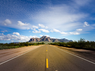Road to Superstition Mountains in Arizona