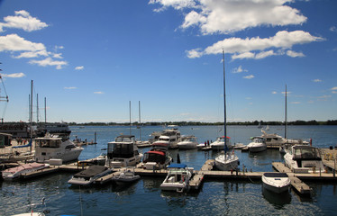 Fototapeta premium Landscape with yachts on water surface