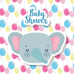 baby shower cute elephant head balloons background cartoon