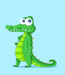 Funny Cartoon Crocodile Vector Character