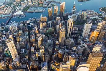 Sydney city scape central business district from air