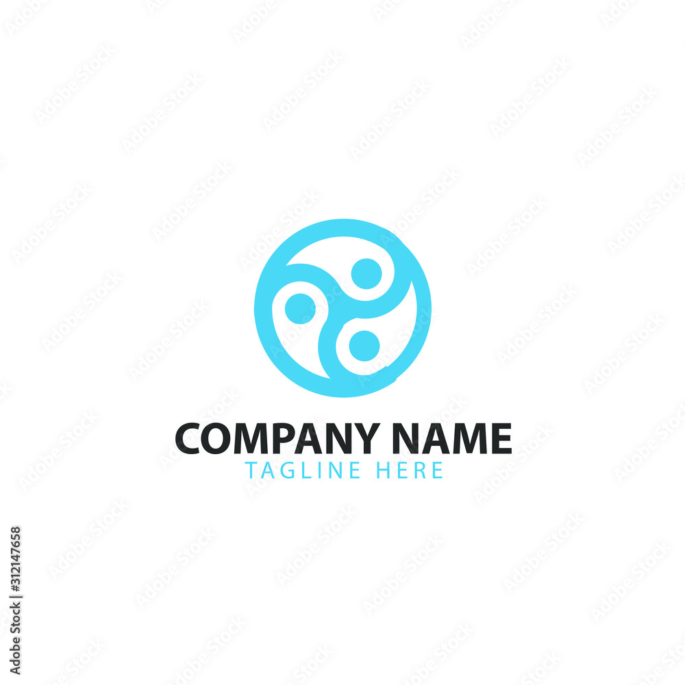 Poster circular design with interconnected elements. the blue color and flowing lines convey harmony, balan