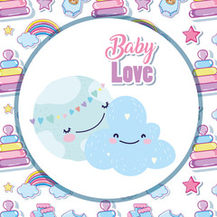 baby shower cute world hearts love cloud cartoon