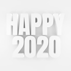 2020 Happy New Year. Clean Design template Celebration typography poster, banner or greeting card for happy new year.  3d rendering