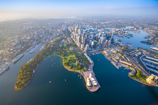 Sydney Harbour from high above aerial view