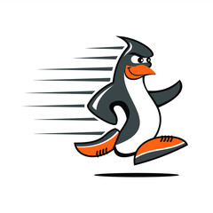 Illustration of penguins running fast