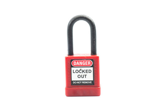Lockout Padlock red color on isolated background