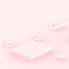 3d pink rose pastel minimal studio background. Abstract 3d geometric shape object illustration render.  Display for cosmetics and beauty fashion product.
