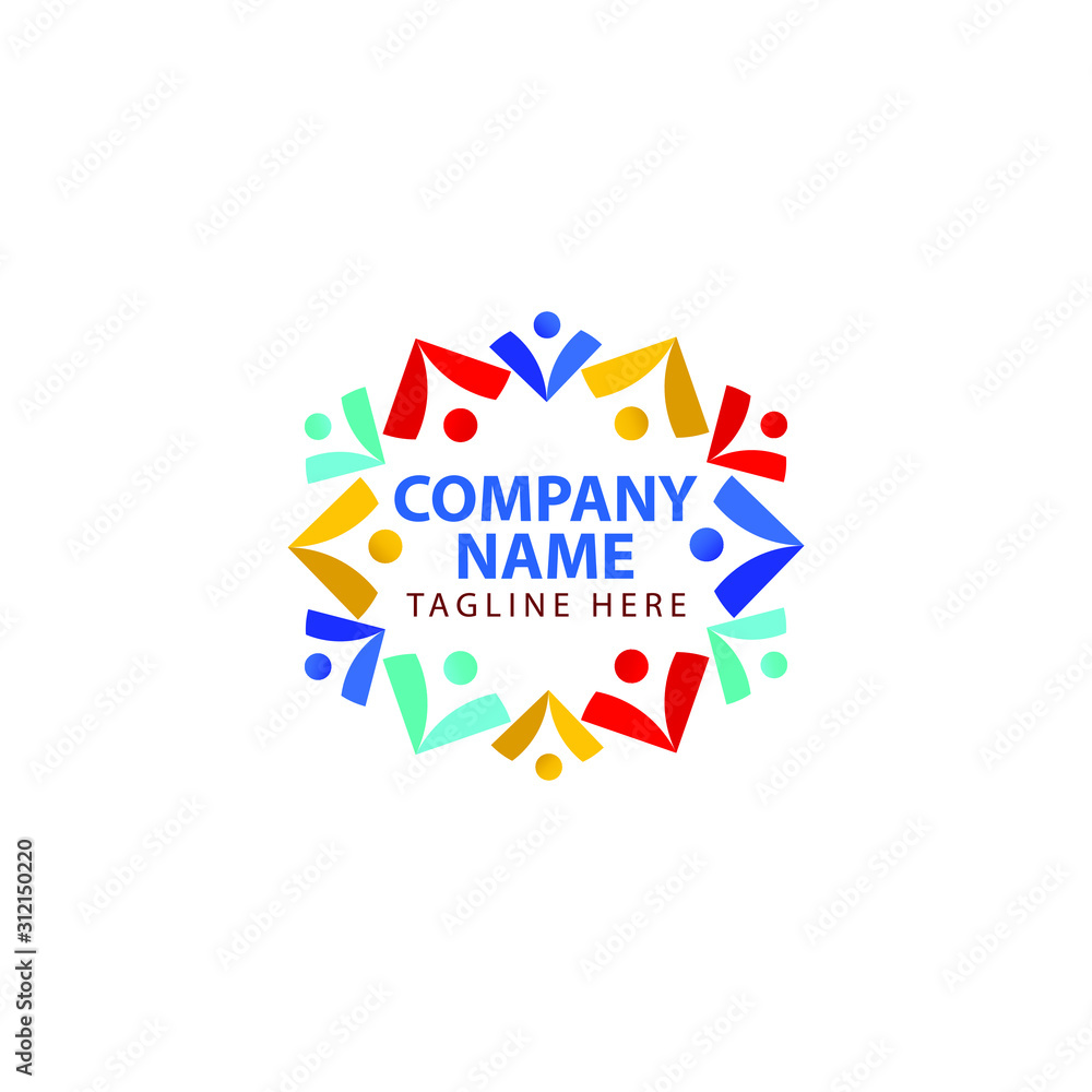 Poster abstract crowd in different color isolated the text represent the conference or summit in modern and