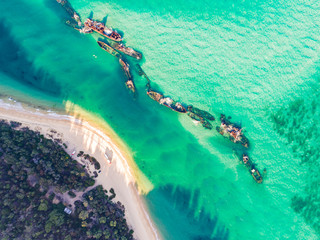 Fototapeta premium Tangalooma Shipwrecks off Moreton island, Queensland Australia