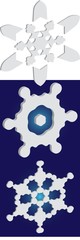 Cute snowflake with shadow on blue background.