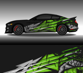 Car wrap decal livery design vector, rally race car vehicle sticker and tinting. © 21graphic