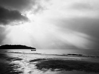 Sunrise in Black White on Koh Rong Island