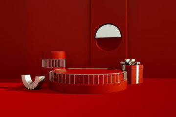 3D rendering of the red geometric background can be used for commercial advertising