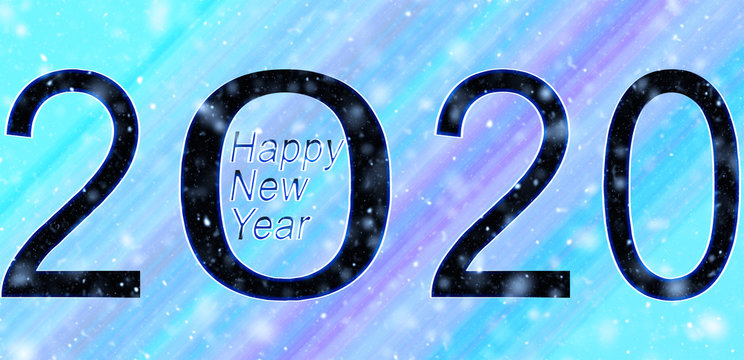 Happy New Year 2020 Schriftzug auf buntem Hintergrund