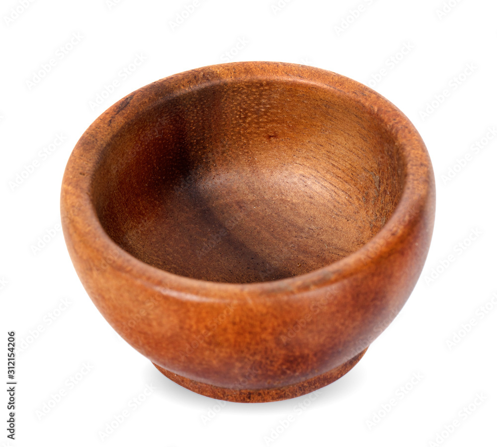 Wall mural  wooden mortar and pestle isolated on white