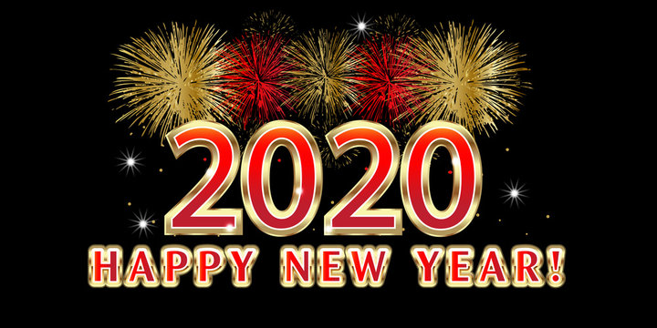 2020 new year fireworks party celebration vector image design background