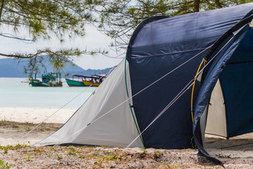 A tent at the Beach on Koh Rong Island