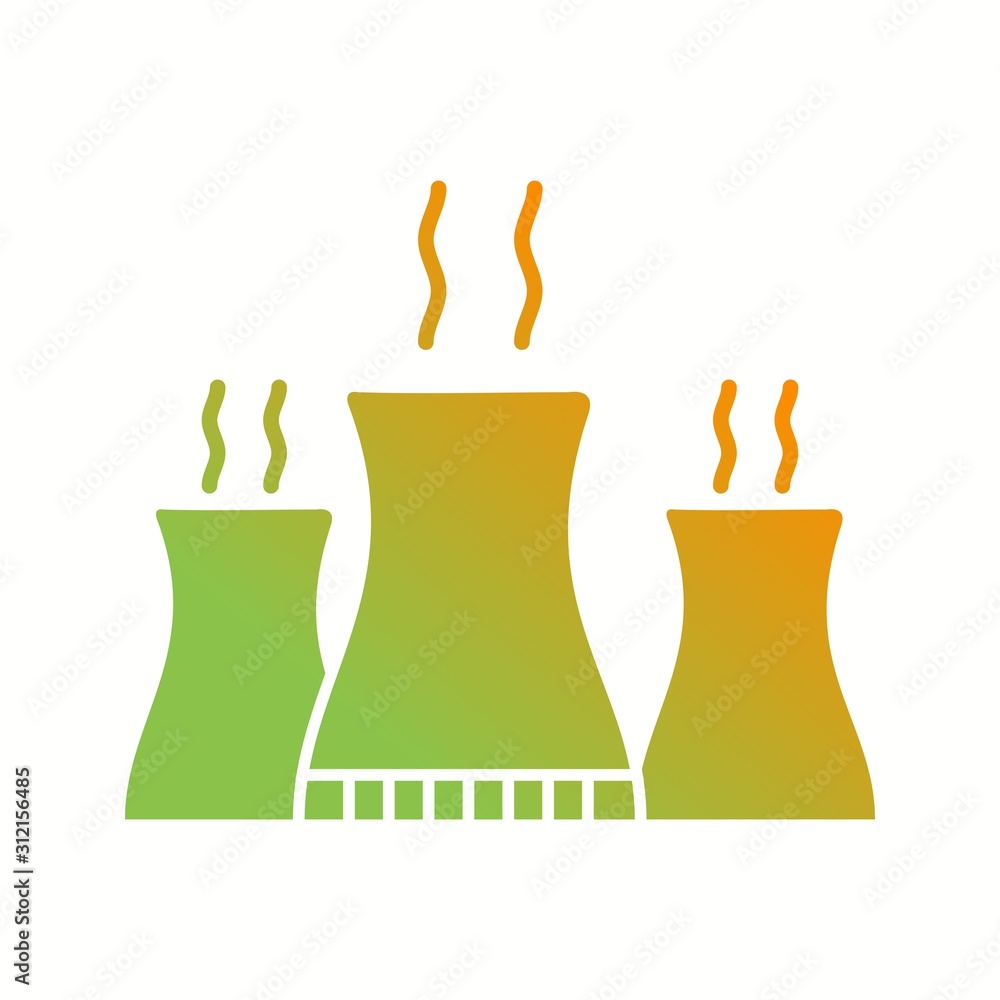 Poster Unique Nuclear Plant Vector Glyph Icon