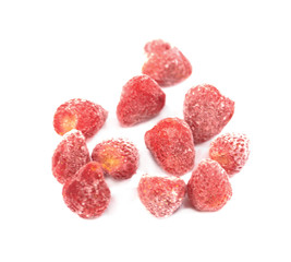 Frozen strawberry on white background