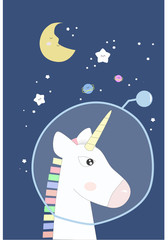 unicorn space in galaxy with stars