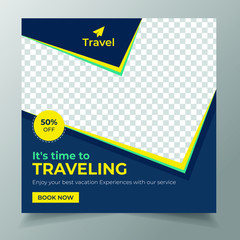 Travel promotion social media and web banner template. 
