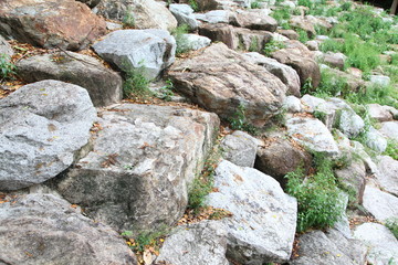 big stones in the garden 