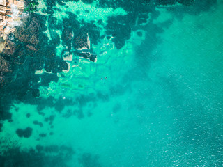 Fototapeta na wymiar Top down aerial of Shelly Beach, Manly, Sydney