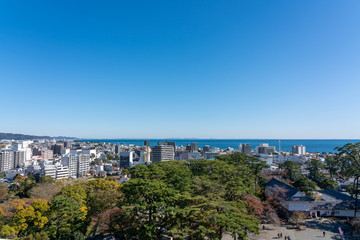 Fototapeta na wymiar 小田原城天守から見る相模湾の風景