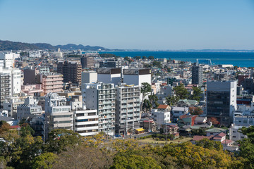 小田原城天守から見る相模湾の風景