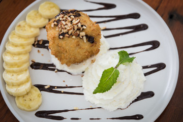 Fried ice cream served