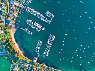 Poster Point Piper pieren en steiger, voorsteden luchtfoto vanuit helikopter © jamenpercy