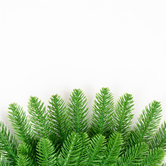 Happy new year or christmas day top view decorative fir tree
