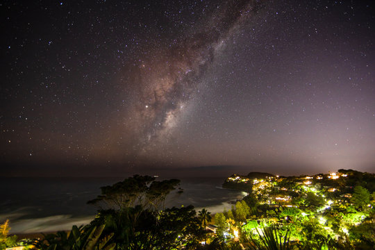 Stars at night above an ocean pool, Sydney, Australia - Powered by Adobe